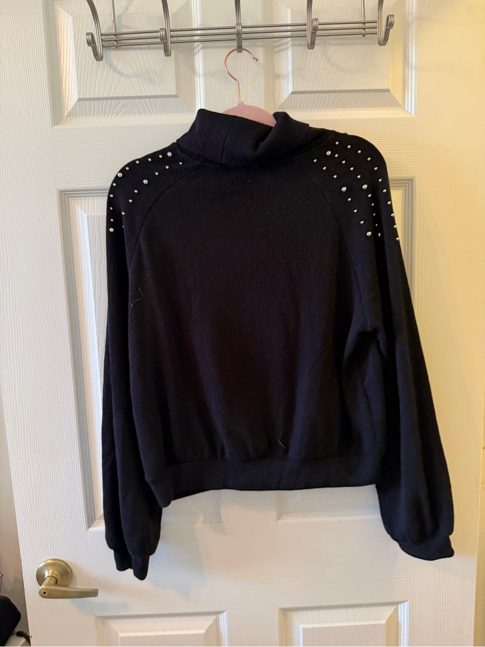 Zara Black Studded Turtleneck Sweater